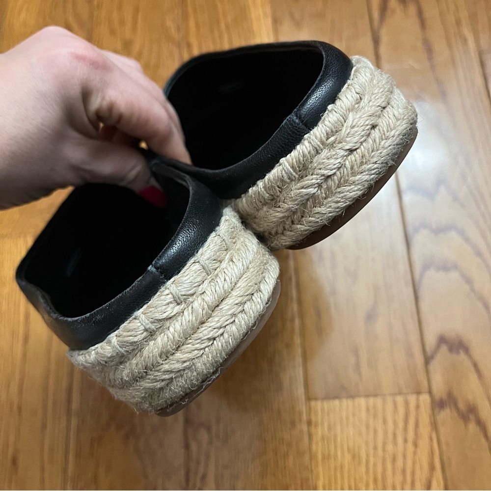 Vince Ulla Platform Black Leather Espadrille Mules - Picture 7 of 10